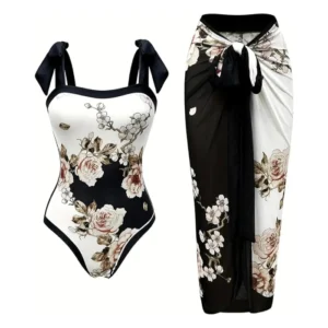 One-Piece with Ruffle, Two-Piece Bikini, and Matching Cover-Up Wrap