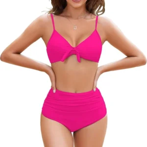 Push-Up Tie Knot Top and Bottoms - Pink